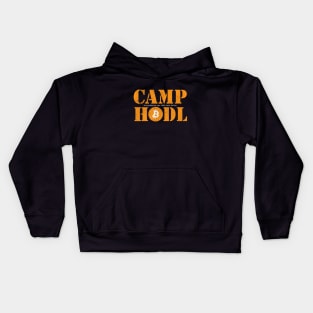 Camp Hodl Orange Stencil Font with Orange Bitcoin Logo Kids Hoodie